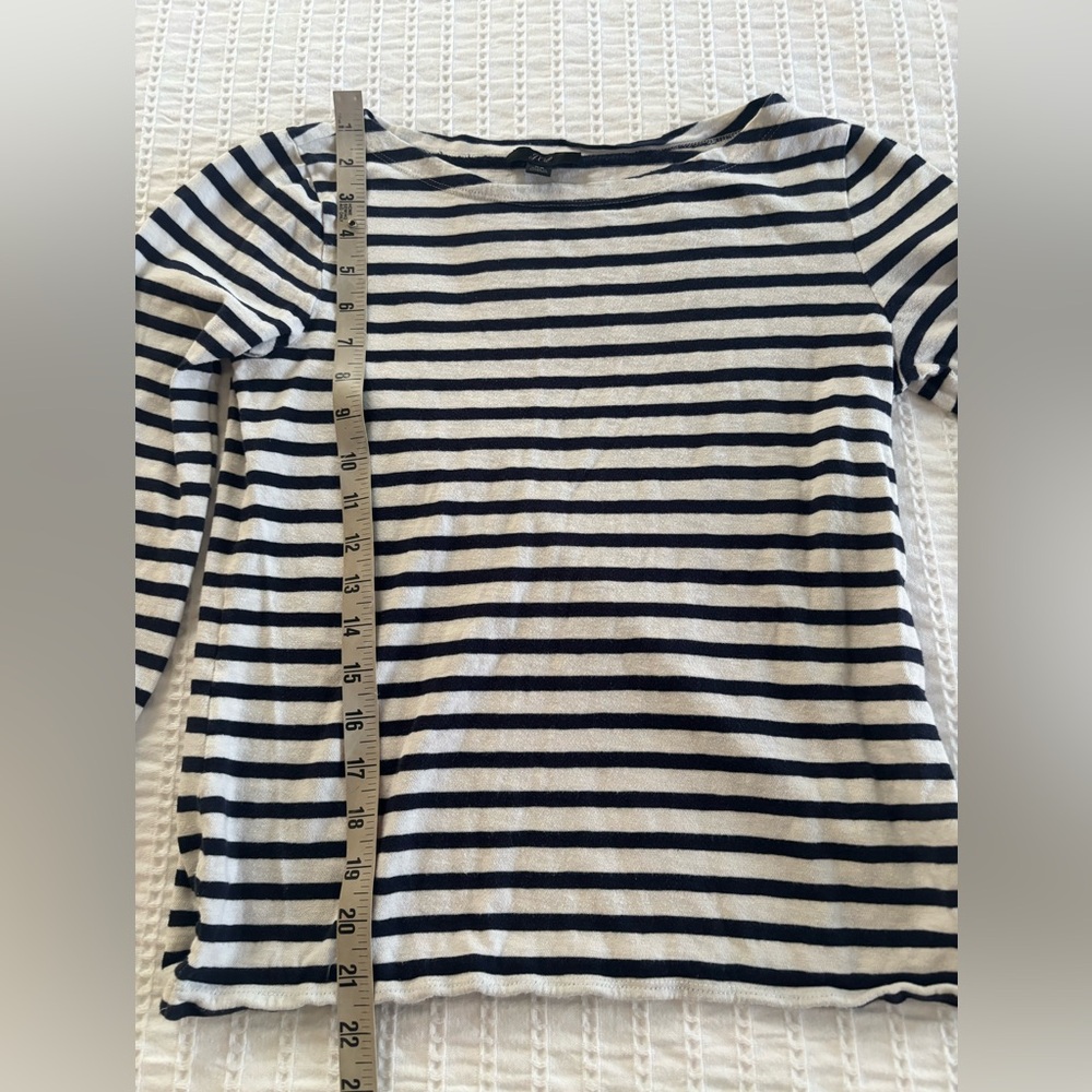 J. Crew Navy and White Striped 3/4 Sleeve Top Size XS - Picture 9 of 10